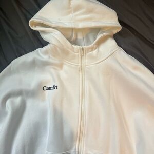 Men’s White Zip-Up Comfrt Hoodie